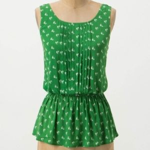 Anthropologie Pintuck Peplum Blouse Size 10